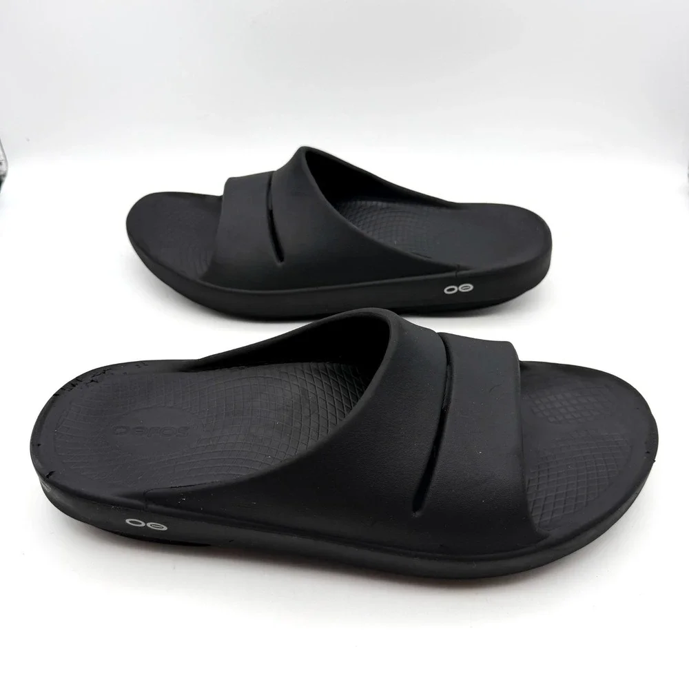 Oofos Black  Recovery Summer Slide Sandals Arch Support Foam Men's 10 Women's 12
